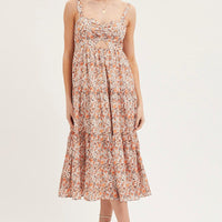 Print Cut Out Midi Dress
