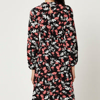 Print High Neck Floral Midi Dress