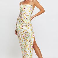 Print Midi Dress Cowl Neck