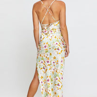 Print Midi Dress Cowl Neck