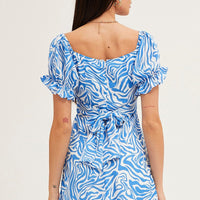 Print Midi Dress Short Sleeve Evening