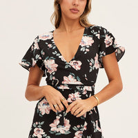 Print Wrap Midi Dress