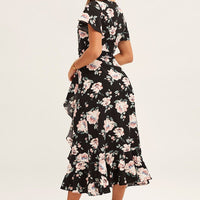 Print Wrap Midi Dress