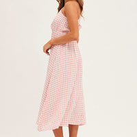 Stripe Check One Shoulder Midi Dress