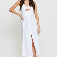 White A Line Dress Sleeveless Midi