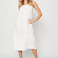 White A Line Dress Sleeveless Midi