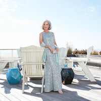 Petite Sleeveless Corded Fit and Flare Dress with Shawl