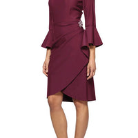Regular - Contour Cocktail Dress with Bell Sleeves & Embellished Hip