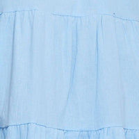 Blue Midi Dress Short Sleeve V Neck