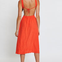 Orange Midi Dress Sleeveless