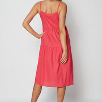 Pink Midi Dress Square Neck