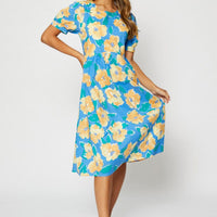 Print Midi Dress Short Sleeve