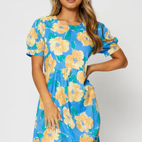 Print Midi Dress Short Sleeve