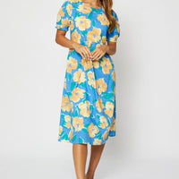 Print Midi Dress Short Sleeve