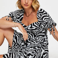 Print Midi Dress Short Sleeve