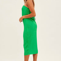 Green Midi Dress Bandeau Plisse