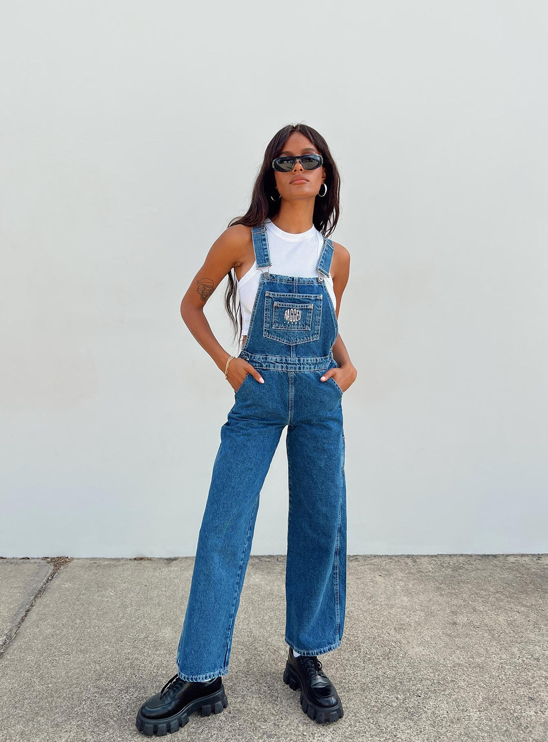 The Ragged Priest Dude Overalls Mid Blue