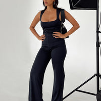 Tressi Long Catsuit Black