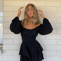 The Love Galore Long Sleeve Romper Black