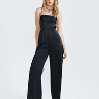 Bryne Satin Jumpsuit Black