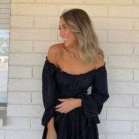 The Love Galore Long Sleeve Romper Black