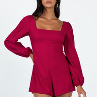 Hastings Long Sleeve Romper Burgundy