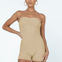 Ava Strapless Romper Beige