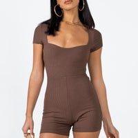 Nolan Short Sleeve Romper Brown
