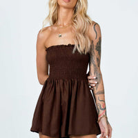 Sofia Strapless Romper Brown
