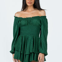 The Love Galore Long Sleeve Romper Green