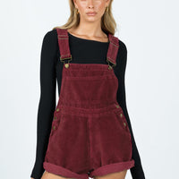 Kacey Short Overalls Burgundy