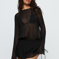 Get Closer Backless Playsuit Black