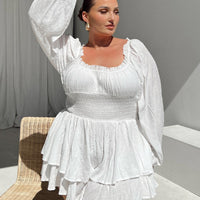 The Love Galore Long Sleeve Romper White Curve
