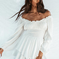 The Love Galore Long Sleeve Romper White