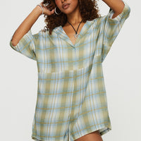 Caraliia Romper Green/Blue Check
