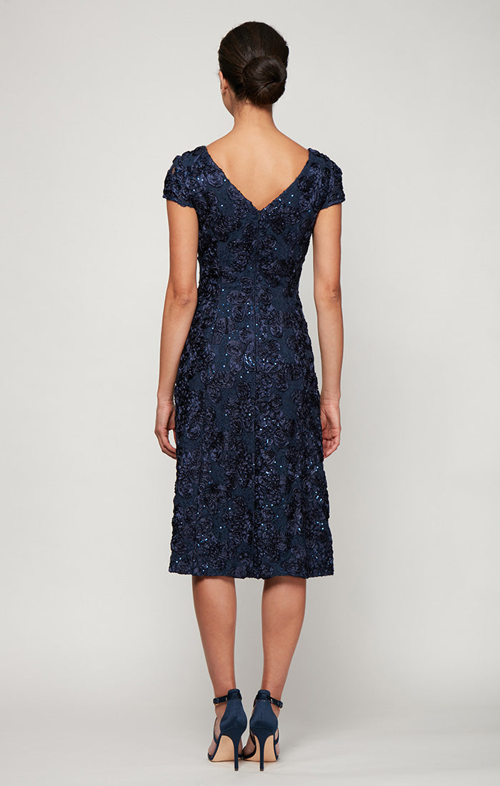 Petite Audrey Rosette Lace Short Dress