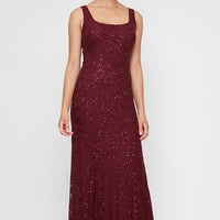Regular - Long A-Line Jacket Dress With Illusion Cascade Jacket and Sequin Detail