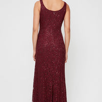 Regular - Long A-Line Jacket Dress With Illusion Cascade Jacket and Sequin Detail