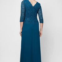 Long Gown with Sequin Lace Bodice & Chiffon Skirt