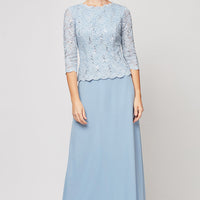Long Gown with Sequin Lace Bodice & Chiffon Skirt