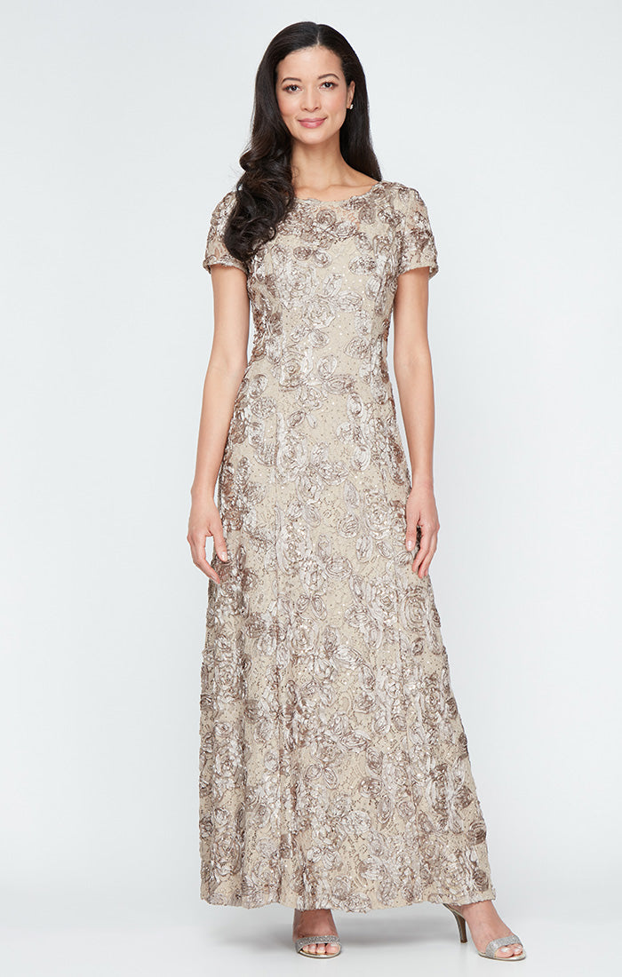 Evelyn Rosette Lace Long Gown