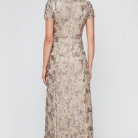 Petite Evelyn Rosette Lace Long Gown