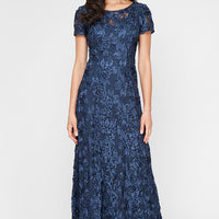 Petite Evelyn Rosette Lace Long Gown