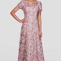 Petite Evelyn Rosette Lace Long Gown