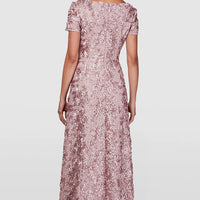 Petite Evelyn Rosette Lace Long Gown
