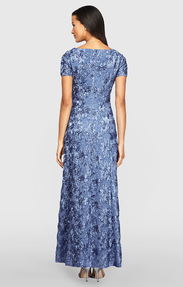 Petite Evelyn Rosette Lace Long Gown
