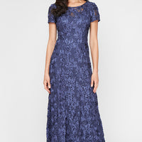 Petite Evelyn Rosette Lace Long Gown