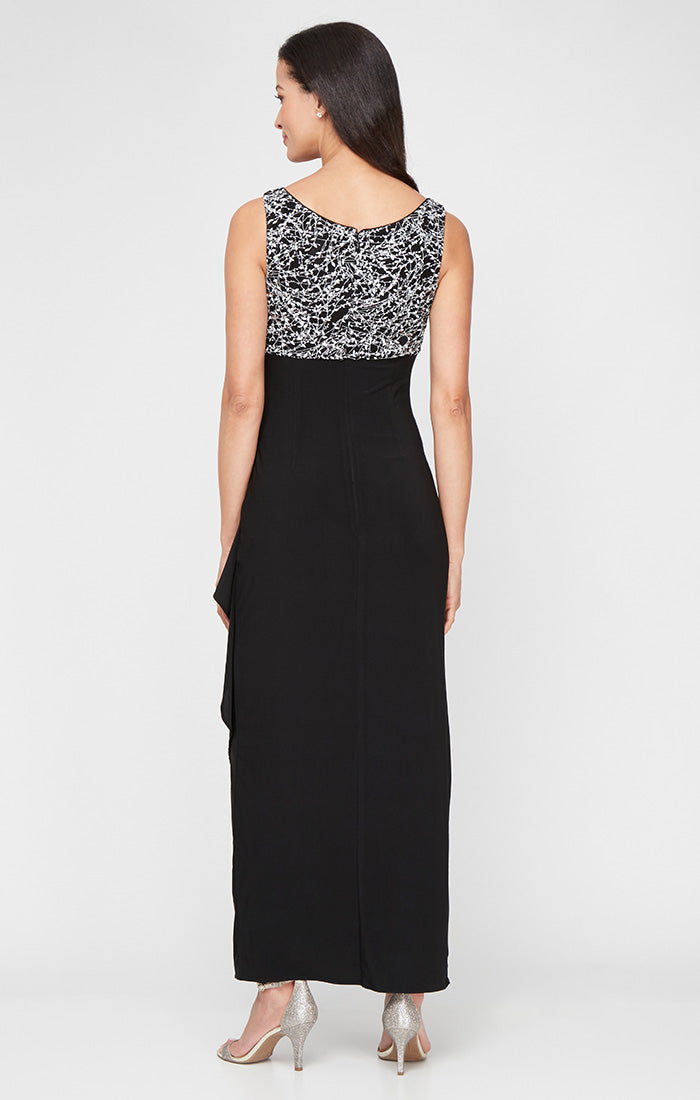 Petite Long Empire Waist Bolero Jacket Dress with Side Ruched Skirt
