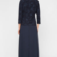 Glitter Jacquard Knit Jacket Dress with Mandarin Neckline