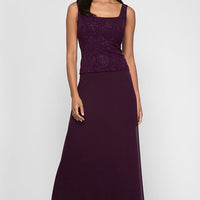 Petite Glitter Jacquard Knit Jacket Dress with Mandarin Neckline